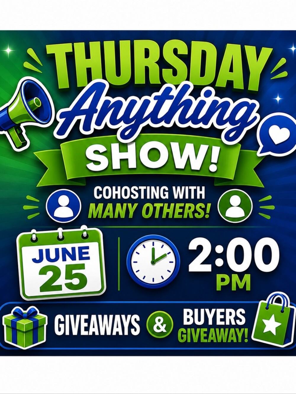 Thursday Anything Share Show,Cohosting, Giveaways, Buyers Away, And Fun 😄